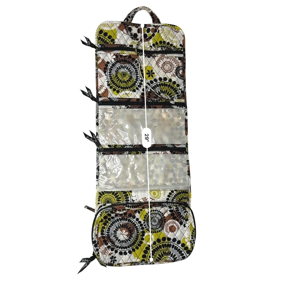 Vera Bradley Coca Moss Hanging Travel Toiletry Organizer Brown Green Medallions - Picture 8 of 11